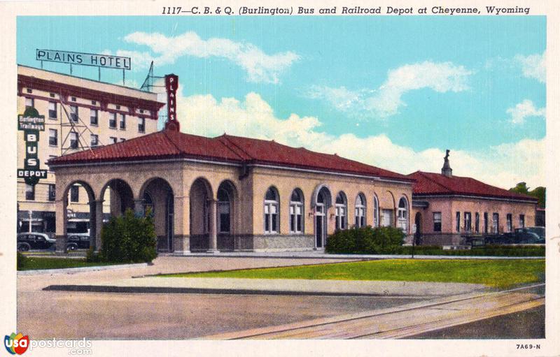 C. B. & Q. (Burlington) Bus and Railroad Depot