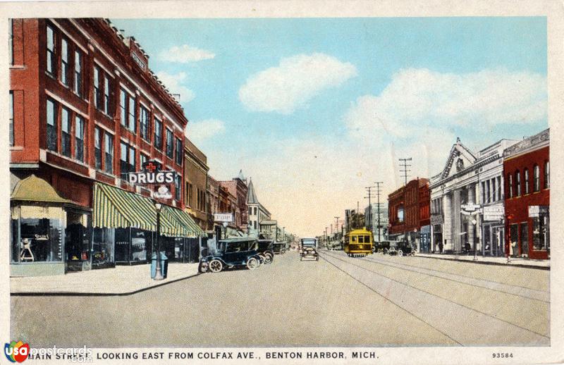 Pictures of Benton Harbor, Michigan, United States: Main Street looking East from Colfax Ave.