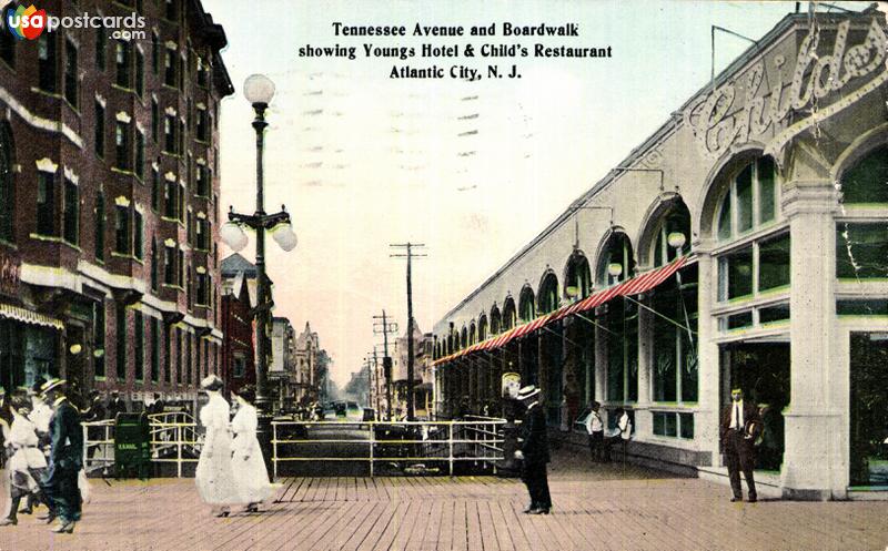 Tennessee Avenue and Boardwalk showing Youngs Hotel & Child´s Restaurant