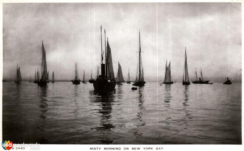 Misty morning on New York Bay