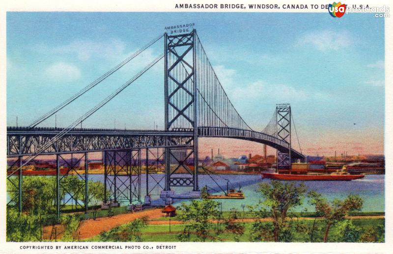 Pictures of Detroit, Michigan, United States: Ambassador Bridge, linking Windsor, Canada to Detroit, U.S.A.