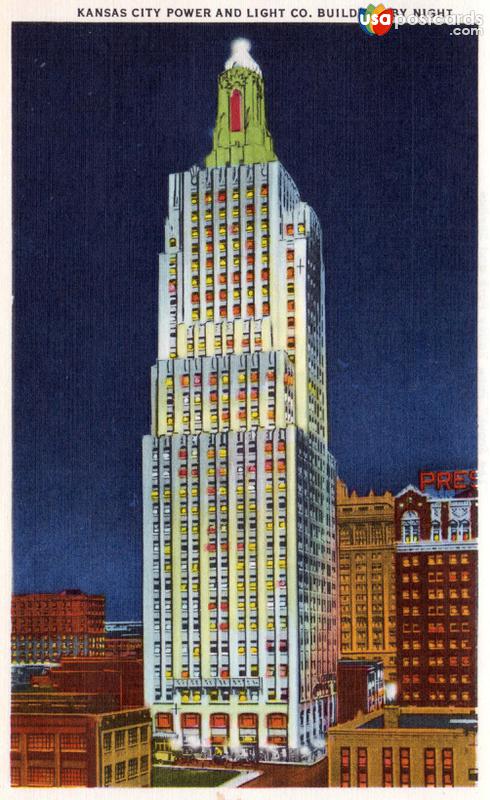 Kansas City Farmer and Light Co. Building, by night