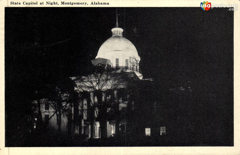Pictures of Montgomery, Alabama: State Capitol at Night