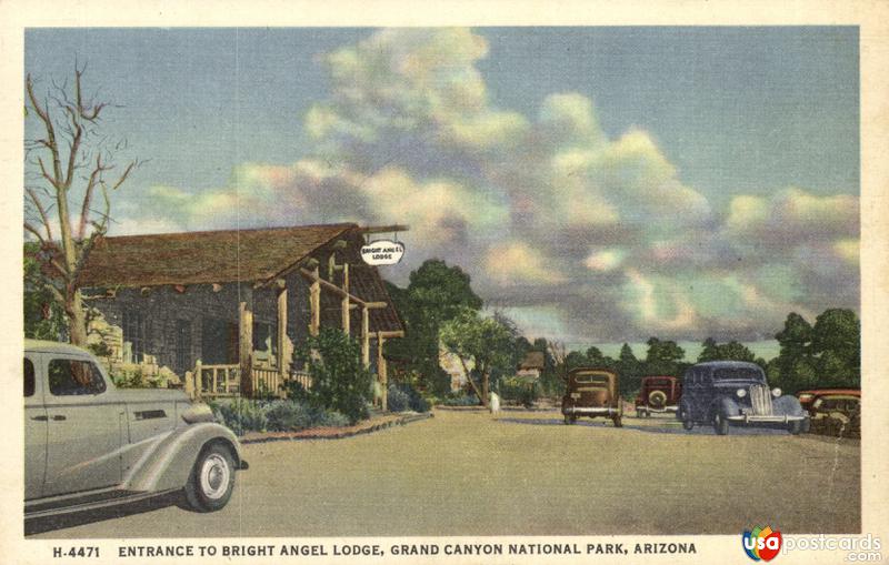 Pictures of Grand Canyon National Park, Arizona: Entrance to Bright Angel Lodge. Grand Canyon National Park