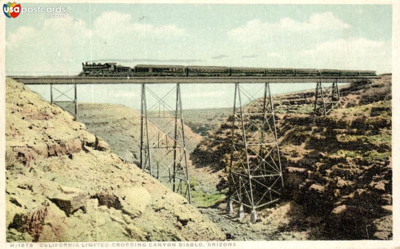 Pictures of Canyon Diablo, Arizona: California Limited Crossing Canyon Diablo