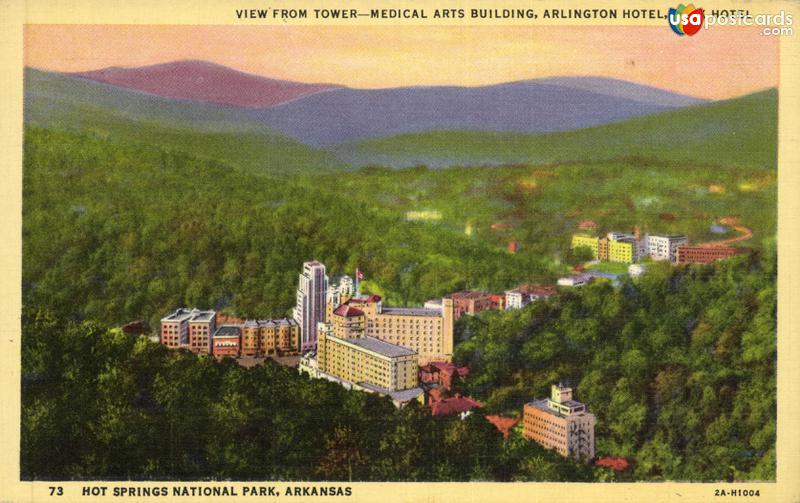 Pictures of Hot Springs, Arkansas: View from Tower. Medical Arts Building, Arlington Hotel, Park Hotel