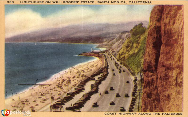 Pictures of Santa Monica, California: Lighthouse on Will Roger´s Estate. Coast Highway Along the Palisades