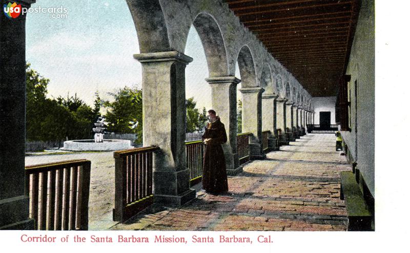 Pictures of Santa Barbara, California: Corridor of the Santa Barbara Mission