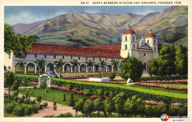 Pictures of Santa Barbara, California: Santa Barbara Mission and Grounds, Founded 1786