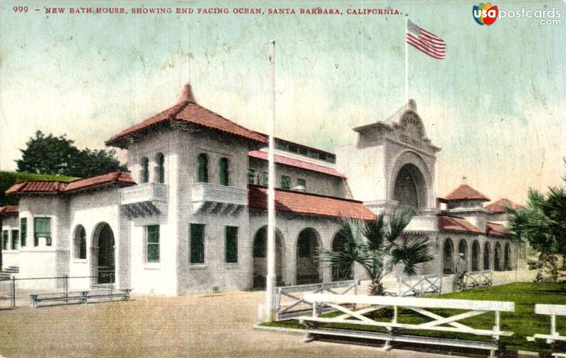 Pictures of Santa Barbara, California: New Bath House, Showing end Facing Ocean