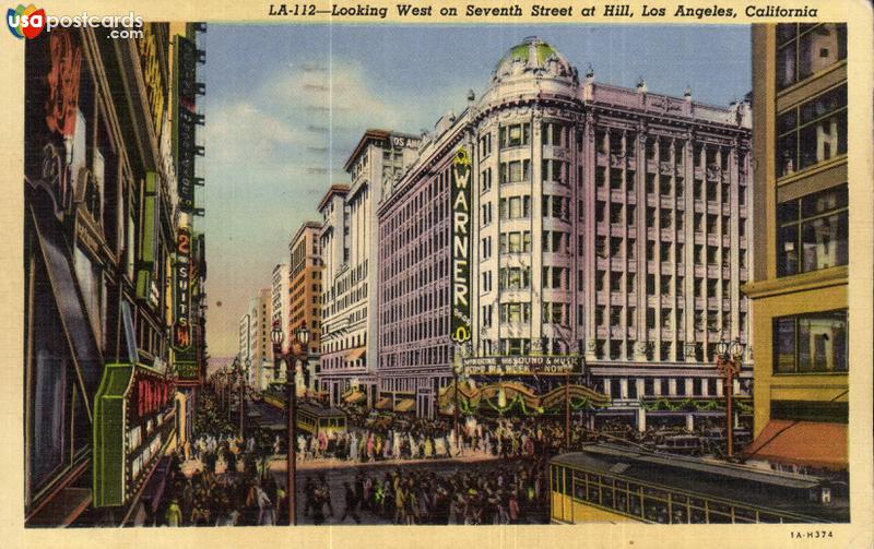 Pictures of Los Angeles, California: Looking West on Seventh St at Hill