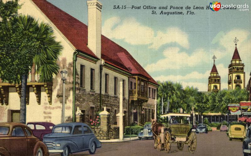 Pictures of St. Augustine, Florida: Post Office and Ponce de Leon Hotel Towers