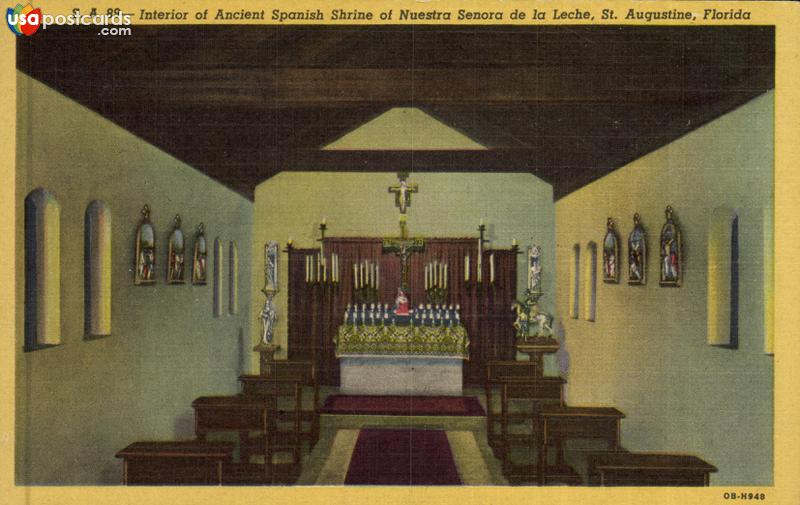 Pictures of St. Augustine, Florida: Interior of Ancient Spanish Shrine of Nuestra Senora de la Leche