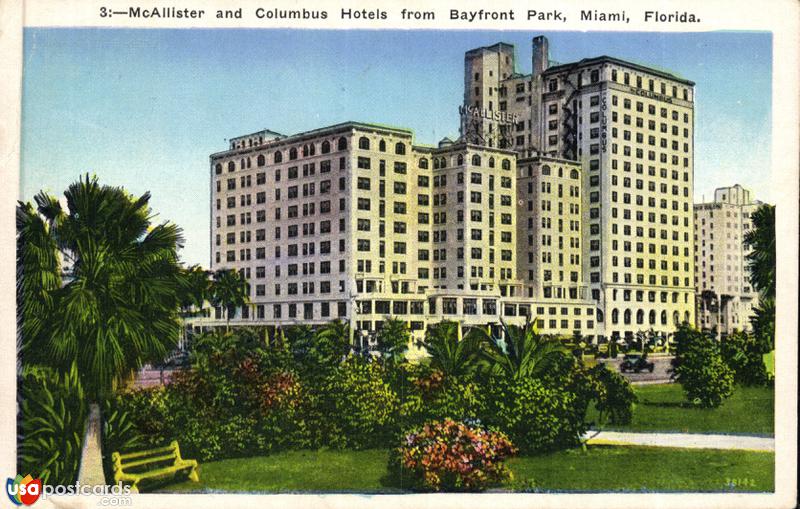 Pictures of Miami, Florida: McAllister and Columbus Hotels from Bayfront Park