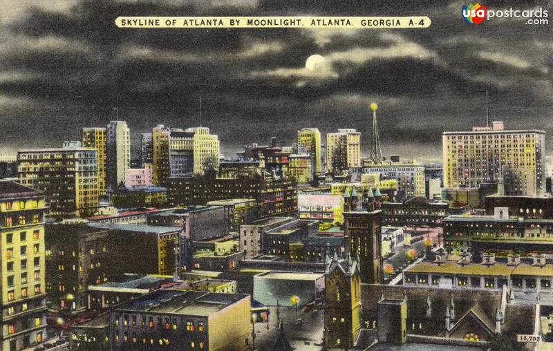 Pictures of Atlanta, Georgia: Skyline of Atlanta by Moonlight