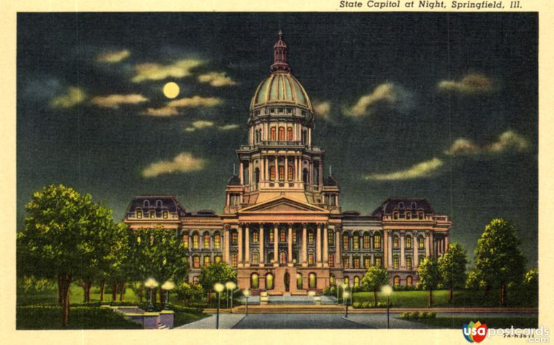 Pictures of Springfield, Illinois: State Capitol at Night