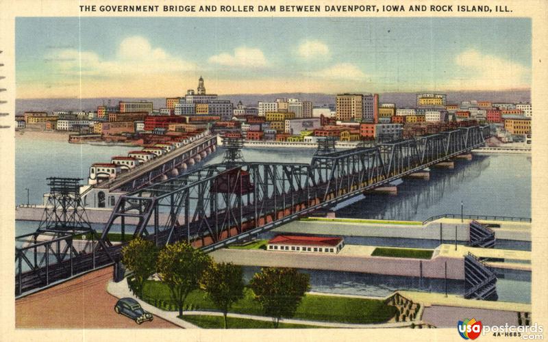 Pictures of Rock Island, Illinois: The Government Bridge and Roller Dam Between Davenport