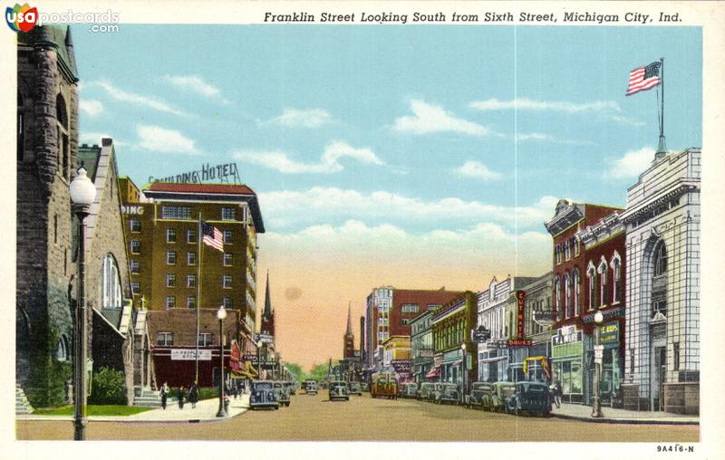 Pictures of Michigan City, Indiana: Franklin Street looking South from Sixth Street