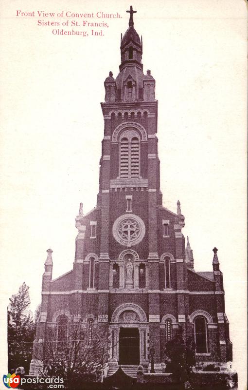 Pictures of Oldenburg, Indiana: Front View of Convent Church. Sisters of St. Francis