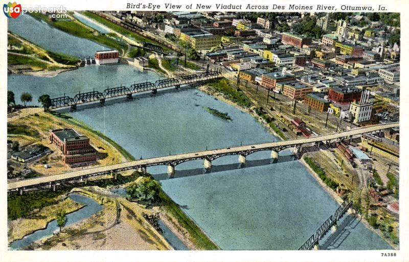 Pictures of Ottumwa, Iowa: Bird´s-Eye View of New Viaduct Across Des Moines River