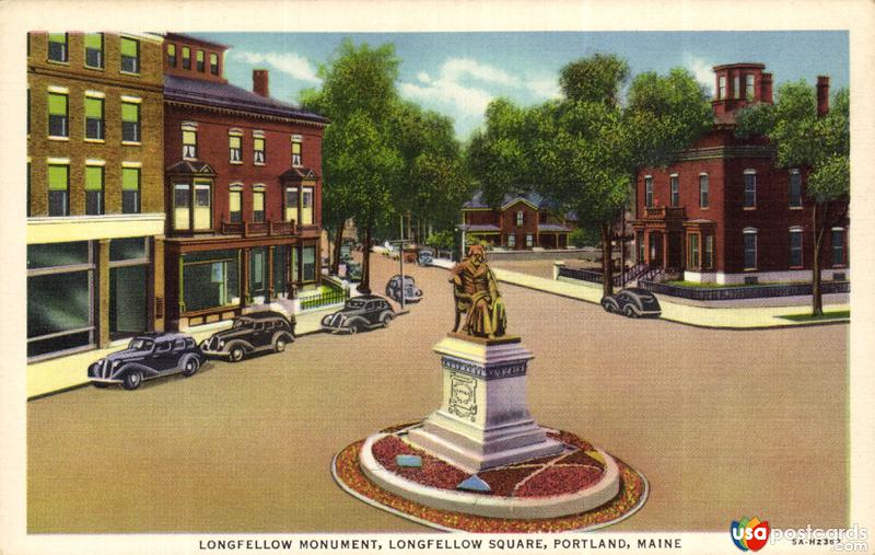 Pictures of Portland, Maine: Longfellow Monument, Longfellow Square