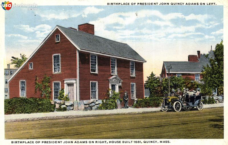 Pictures of Quincy, Massachusetts: Birthplace of President John Quincy Adams on Left