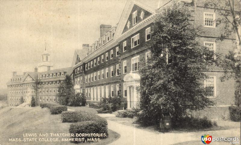 Pictures of Amherst, Massachusetts: Lewis and Thatcher Dormitories. Mass. State College