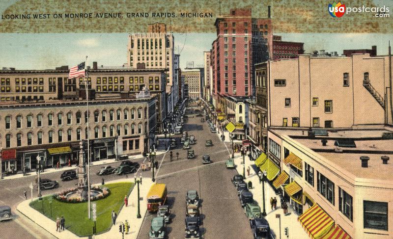 Pictures of Grand Rapids, Michigan: Looking West on Monroe Avenue