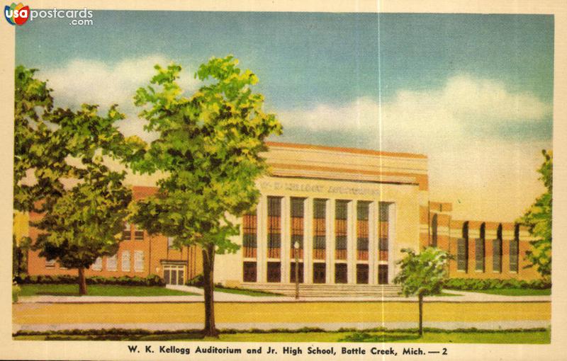 Pictures of Battle Creek, Michigan: W. K. Kellogs Auditorium and Jr. High School