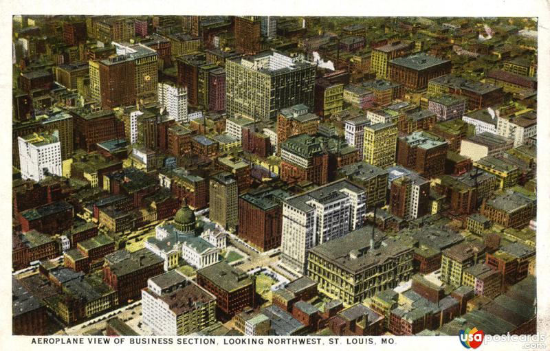 Pictures of St. Louis, Missouri: Aeroplane View of Business Section, looking Northwest