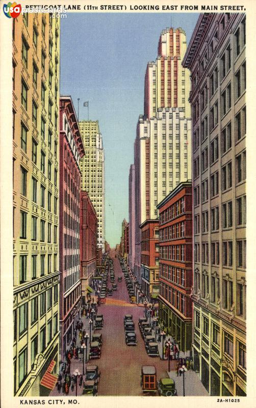 Pictures of Kansas City, Missouri: Petticoat Lane (11th Street) Looking East from Main Street