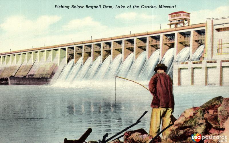 Pictures of The Ozarks, Missouri: Fishing Below Bagnell Dam