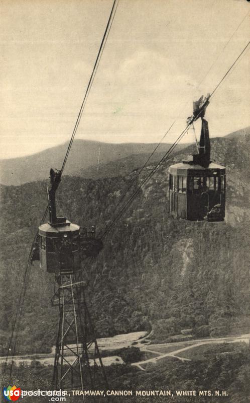 Pictures of Franconia Notch, New Hampshire: Passing in Midair, Tramway, Cannon Mountain