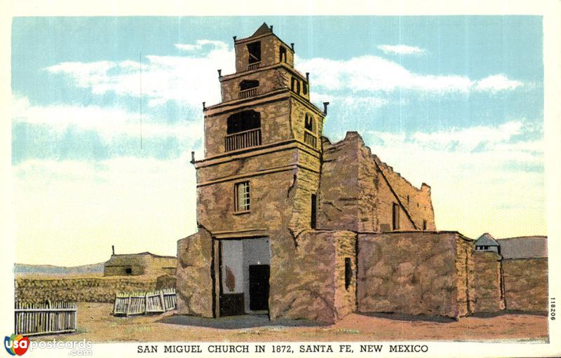 Pictures of Santa Fe, New Mexico: San Miguel Church in 1872