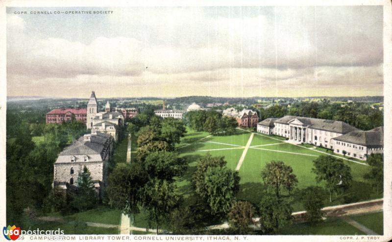Pictures of Ithaca, New York: Campus from Library Tower, Cornell University