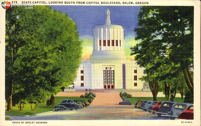 Pictures of Salem, Oregon: State Capitol, looking South from Capitol Boulevard