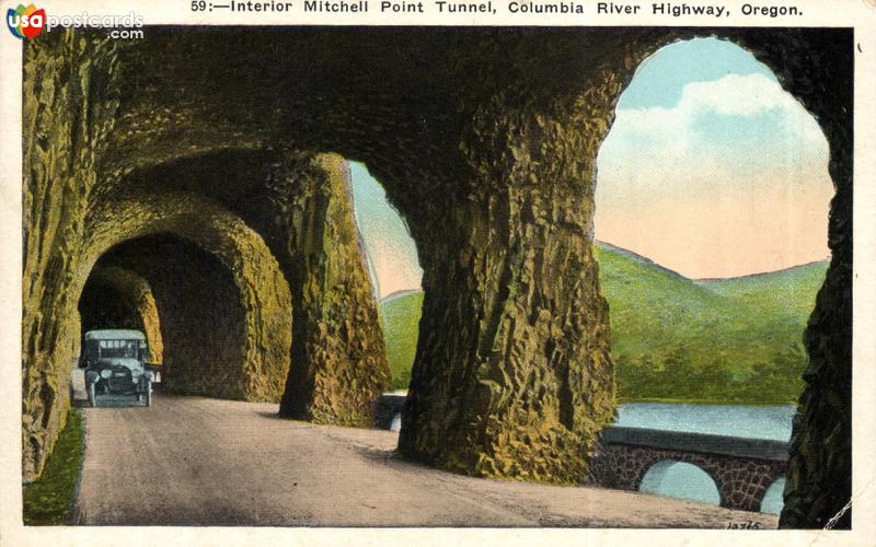 Pictures of Columbia River, Oregon: Interior Mitchell Poin Tunnel, Columbia River Highway