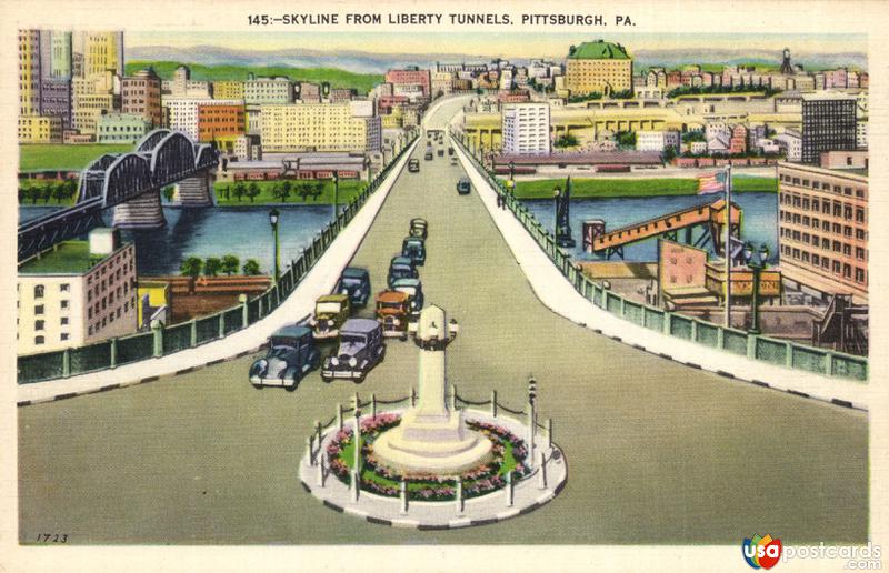 Pictures of Pittsburgh, Pennsylvania: Skyline from Liberty Tunnels