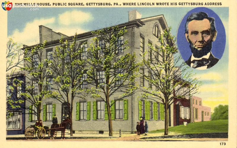 Pictures of Gettysburg, Pennsylvania: The Will´s House Public Square where Lincoln wrote his Gettysburg Address
