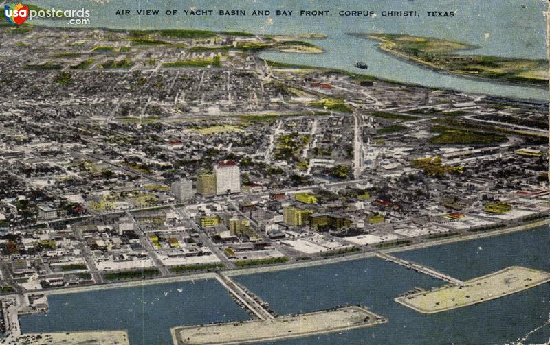 Pictures of Corpus Christi, Texas: Air View of Yacht Basin and Bay Front