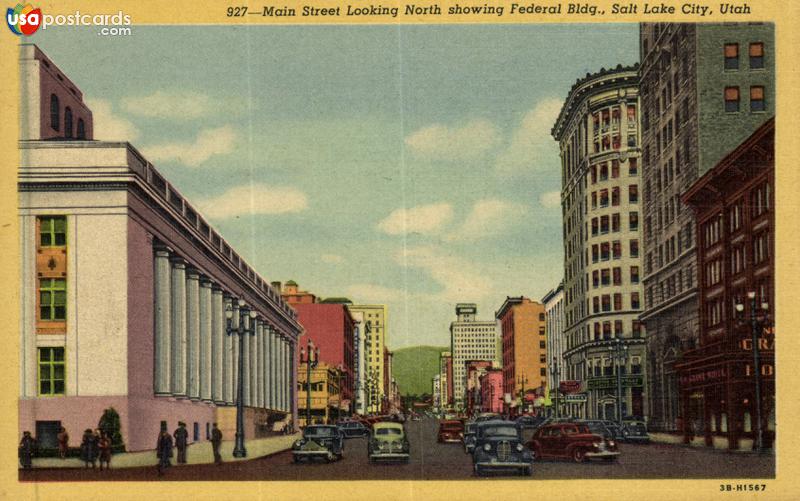 Pictures of Salt Lake City, Utah: Main Street Looking North showing Federal Bldg.