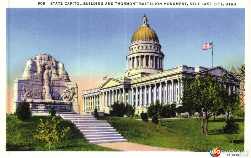 Pictures of Salt Lake City, Utah: State Capitol Building and Mormon Battalion Monument