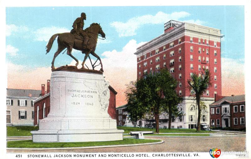 Pictures of Charlottesville, Virginia: Stonewall Jackson Monument and Monticello Hotel