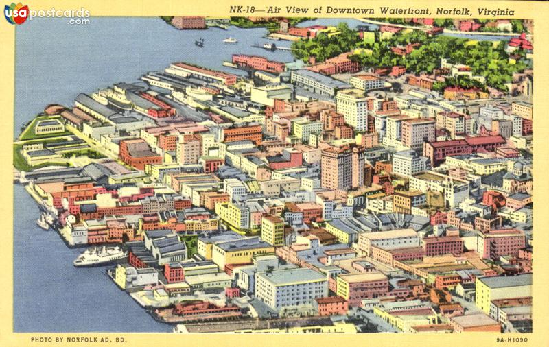 Pictures of Norfolk, Virginia: Air View of Downtown Waterfront