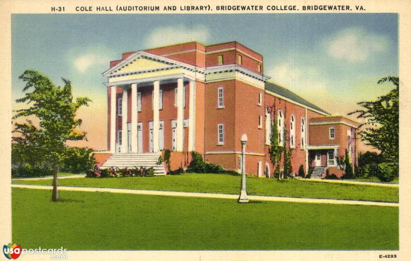 Pictures of Bridgewater, Virginia: Cole Hall (Auditorium and Library), Bridgewater College