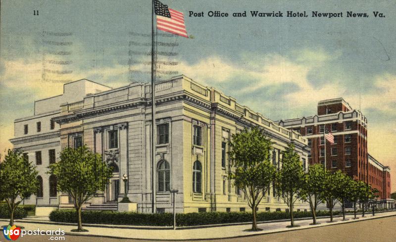 Pictures of Newport News, Virginia: Post Office and Warwick Hotel