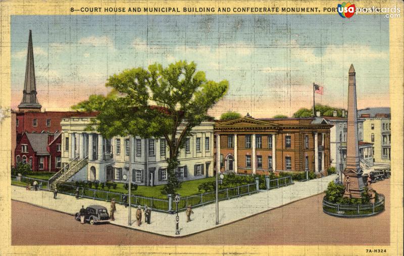 Pictures of Portsmouth, Virginia: Court House and Municipal Building and Confederate Monument