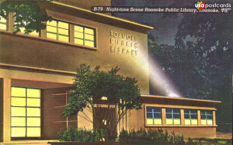 Pictures of Roanoke, Virginia: Night-time Scene Roanoke Public Library