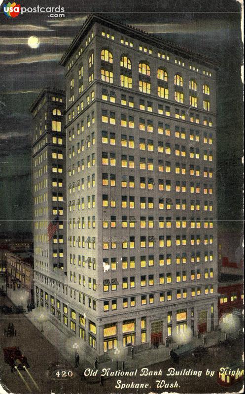 Pictures of Spokane, Washington: Oil National Bank Building by Night