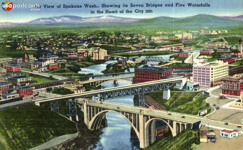 Pictures of Spokane, Washington: Air View of Spokane Wash